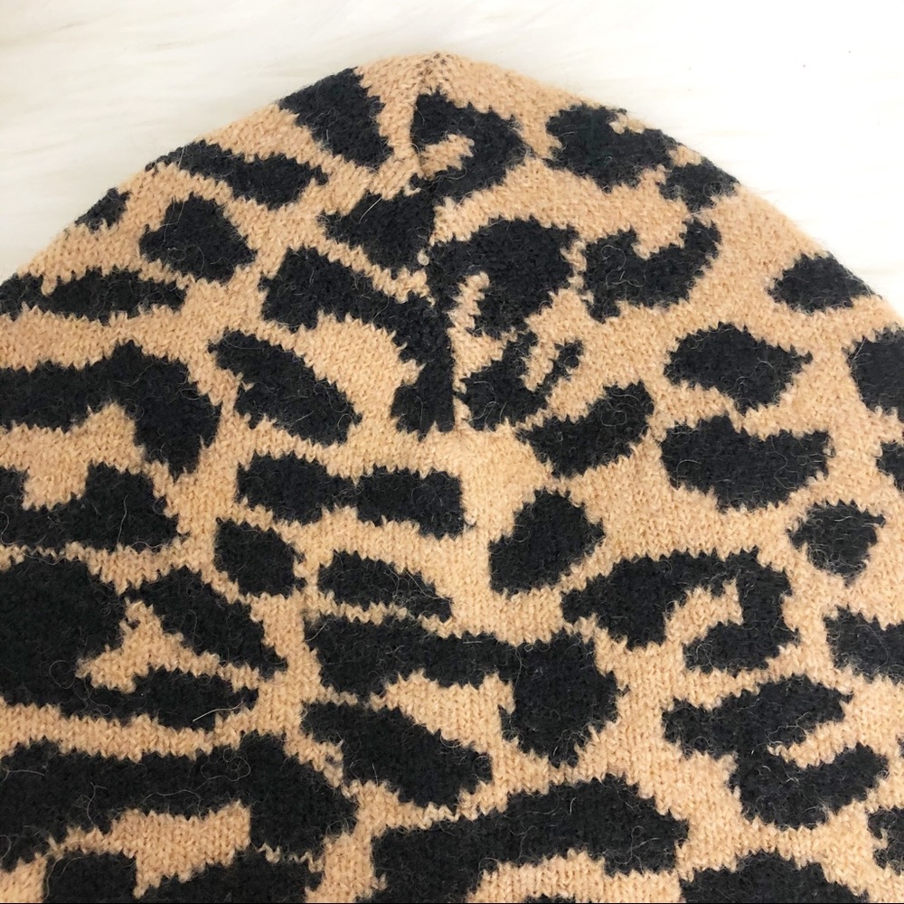 J. Crew Leopard Print Beanie Supersoft yarn - Picture 4 of 7